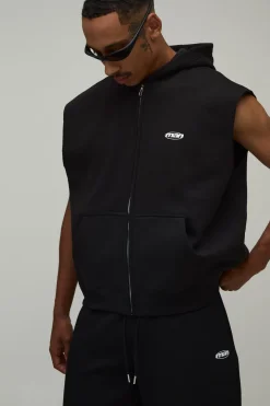 Sweat À Casynthétiqueche Oversize Sans Manches Avec Fermeture Éclair