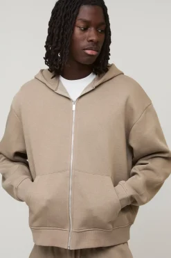 Sweat à Casynthétiqueche Oversize Boxy avec Fermeture Éclair Intégrale Basique