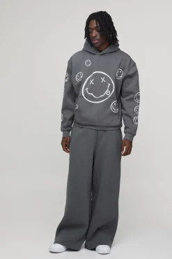 Sweat À Casynthétiqueche Oversize Imprimé Visage Nirvana Sous Licence