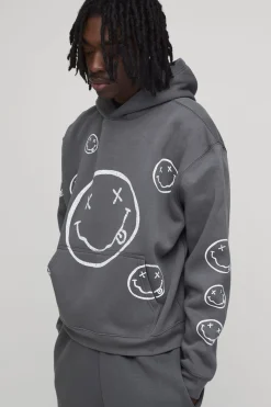 Sweat À Casynthétiqueche Oversize Imprimé Visage Nirvana Sous Licence