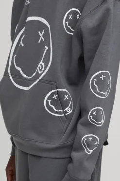 Sweat À Casynthétiqueche Oversize Imprimé Visage Nirvana Sous Licence