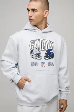 boohooMAN Sweat à Casynthétiqueche Oversize NFL Broncos X Panthers Sous Licence Officielle<Homme Sweats À Capuche Et Sweatshirts|Sweats À Capuche Et Sweats