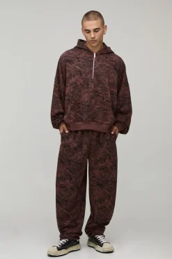 Sweat À Casynthétiqueche Oversize À Manches Chauve-souris Camouflage Avec Zip Quart