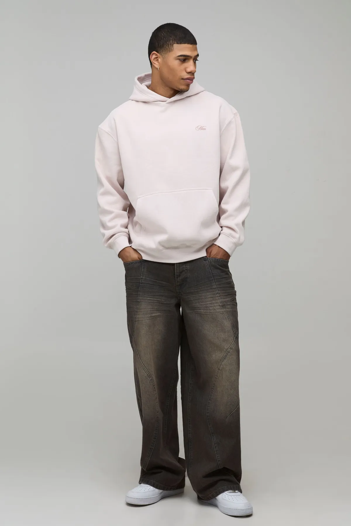 boohooMAN Sweat à Casynthétiqueche Oversize Imprimé Graphique Floral Délavé<Homme Sweats À Capuche Et Sweatshirts|Sweats À Capuche Et Sweats