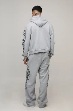 boohooMAN Sweat À Casynthétiqueche Oversize Long Avec Imprimé Varsity Gothique, Coutures Apparentes Et Fermeture Zippée<Homme Tout Afficher|Sweats À Capuche Tall
