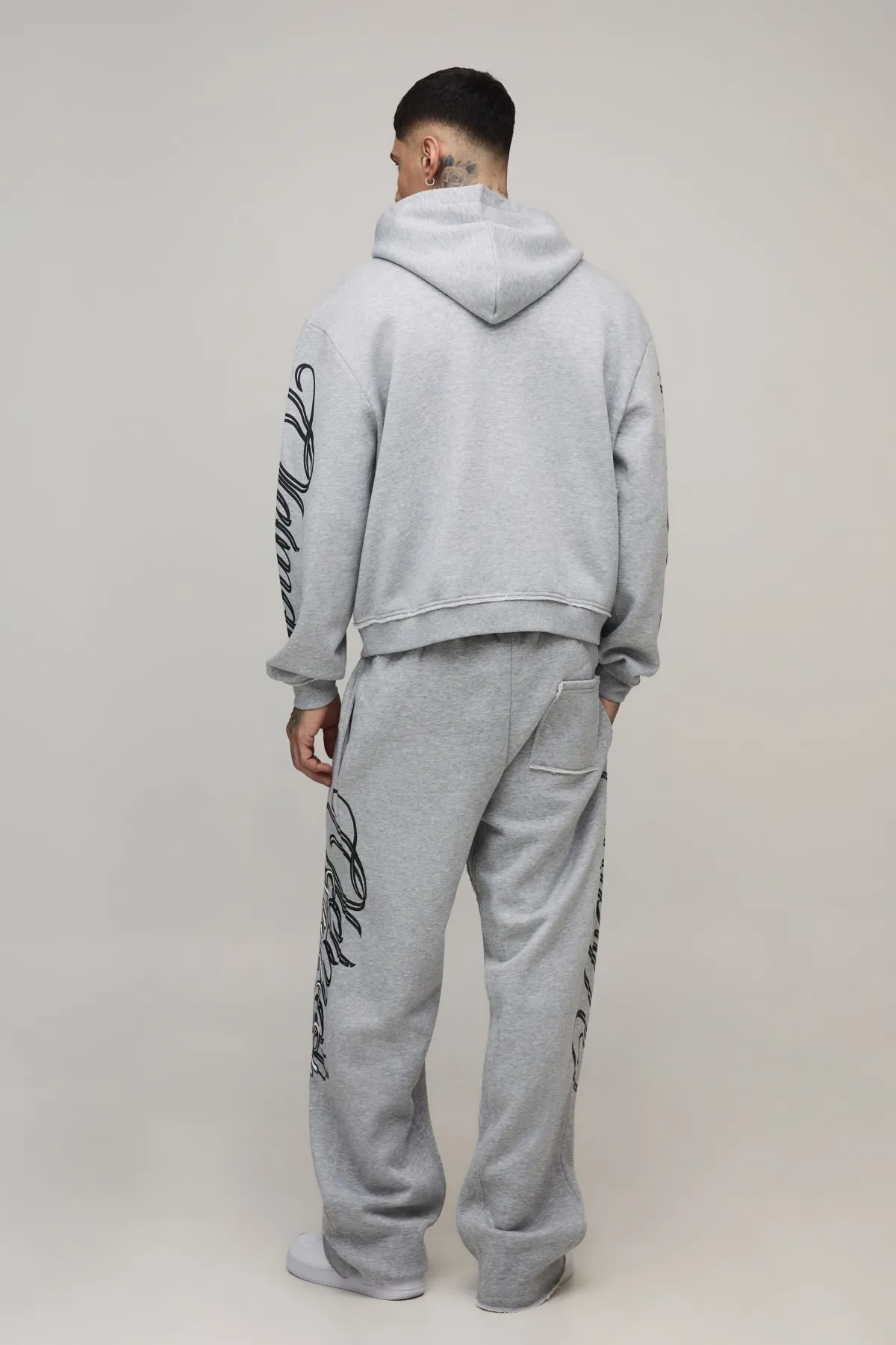 boohooMAN Sweat À Casynthétiqueche Oversize Long Avec Imprimé Varsity Gothique, Coutures Apparentes Et Fermeture Zippée<Homme Tout Afficher|Sweats À Capuche Tall