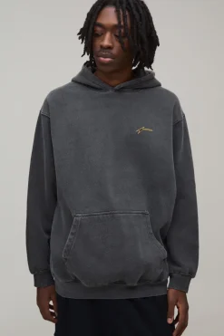 boohooMAN Sweat À Casynthétiqueche Oversize Imprimé Graffiti Effet Délavé Bhm<Homme Sweats À Capuche Et Sweatshirts|Sweats À Capuche Grande Taille