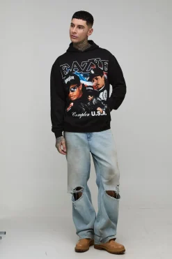 boohooMAN Sweat À Casynthétiqueche Oversize Délavé Charbon Imprimé Dragon Floral Tall<Homme Tout Afficher|Sweats À Capuche Tall