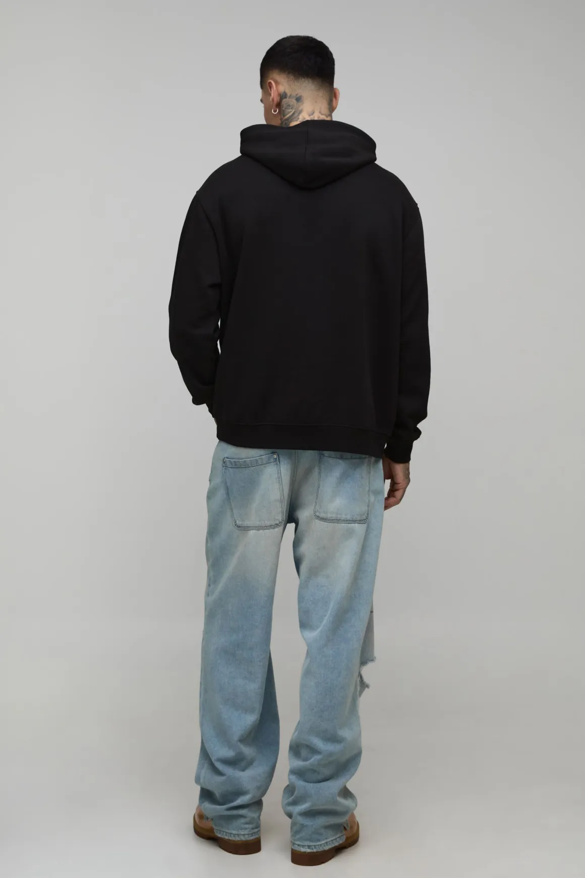 boohooMAN Sweat À Casynthétiqueche Oversize Délavé Charbon Imprimé Dragon Floral Tall<Homme Tout Afficher|Sweats À Capuche Tall