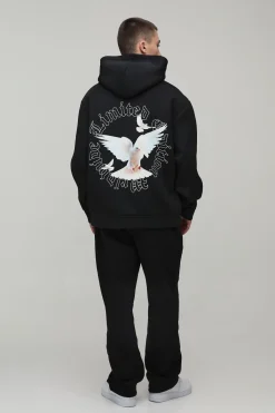 boohooMAN Sweat À Casynthétiqueche Oversize Édition Limitée En Scuba Contrecollé Imprimé Colombe<Homme Sweats À Capuche Et Sweatshirts|Sweats À Capuche Et Sweats