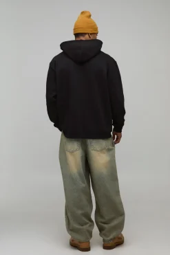 boohooMAN Sweat à Casynthétiqueche Oversize Imprimé Flammes Mondiales<Homme Sweats À Capuche Et Sweatshirts|Sweats À Capuche Et Sweats