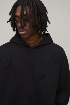 Sweat à Casynthétiqueche Oversize Boxy avec Appliqué Cœur