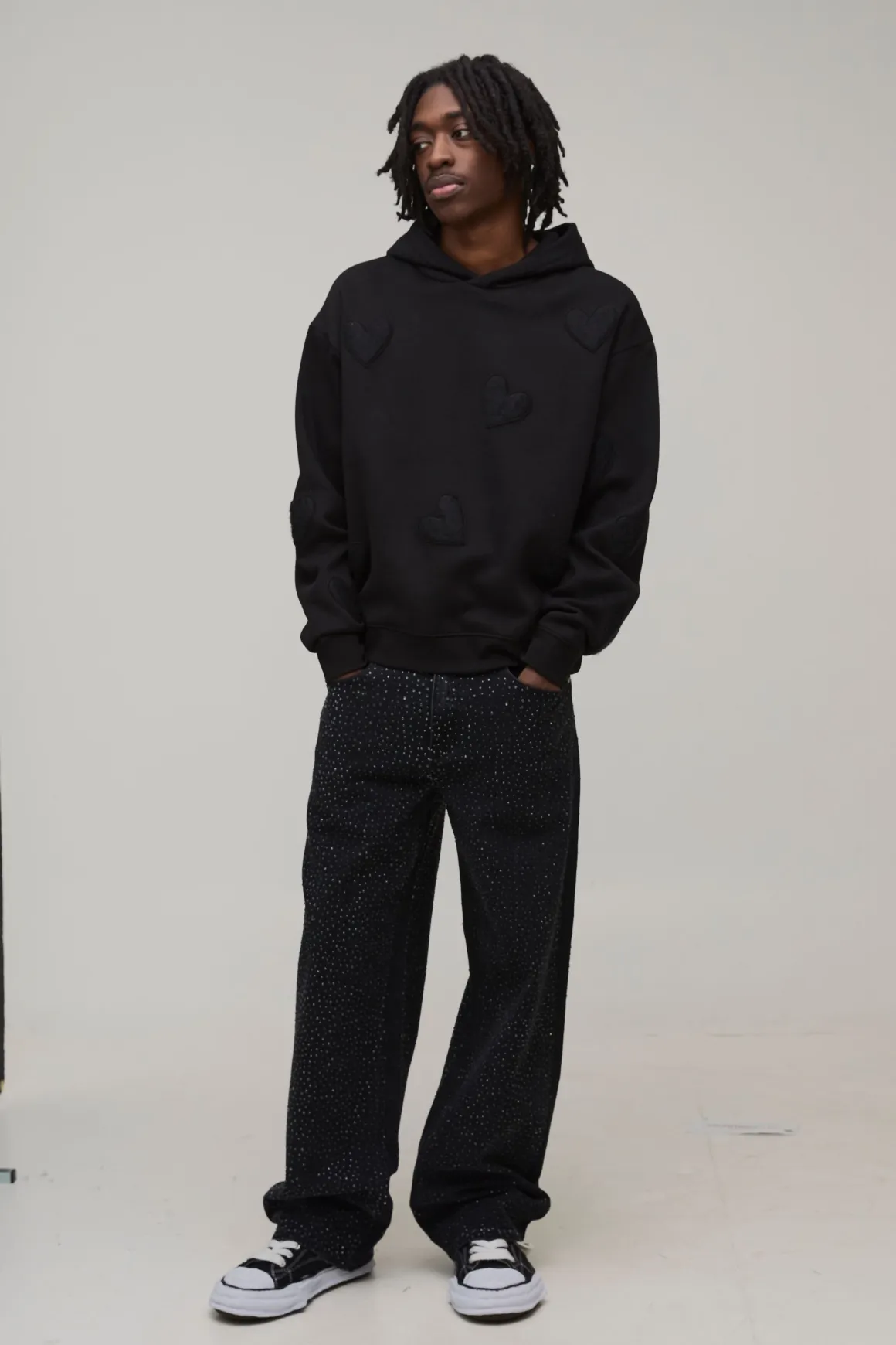 Sweat à Casynthétiqueche Oversize Boxy avec Appliqué Cœur