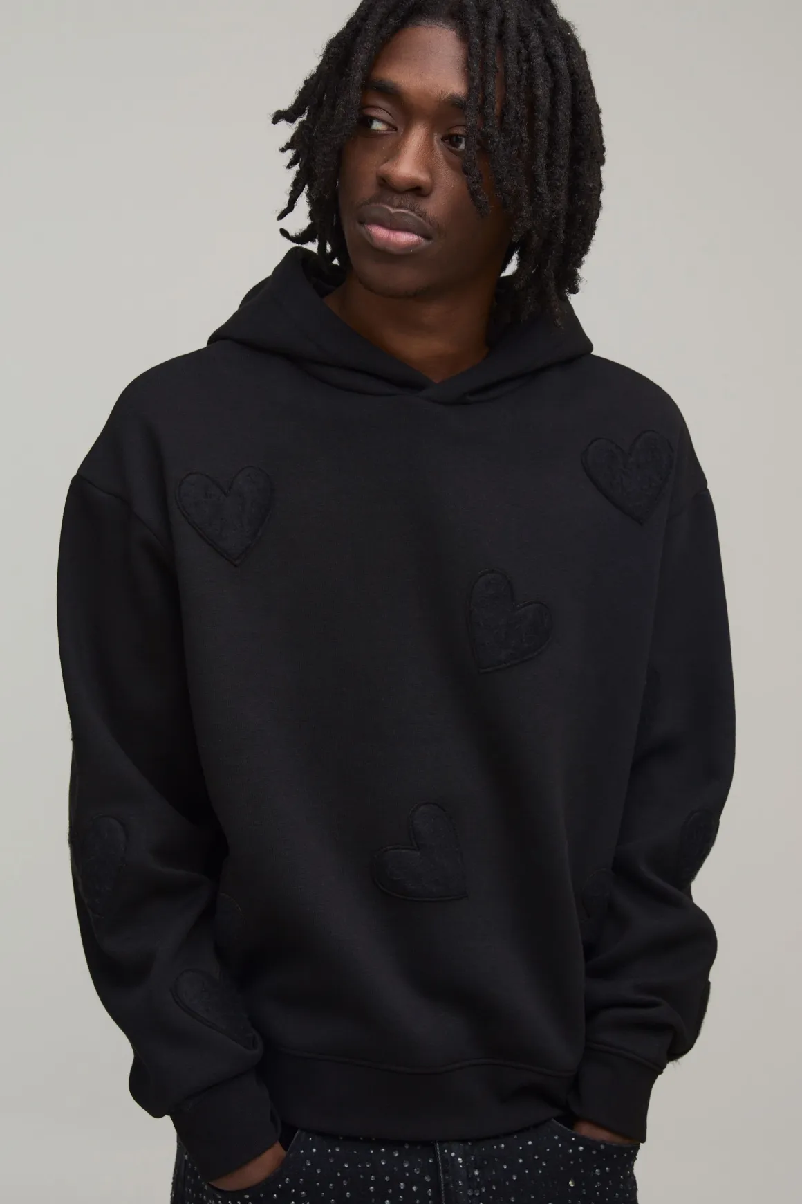 Sweat à Casynthétiqueche Oversize Boxy avec Appliqué Cœur
