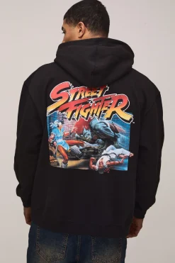 Sweat à Casynthétiqueche Oversize Imprimé Street Fighter Sous Licence