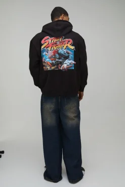 Sweat à Casynthétiqueche Oversize Imprimé Street Fighter Sous Licence