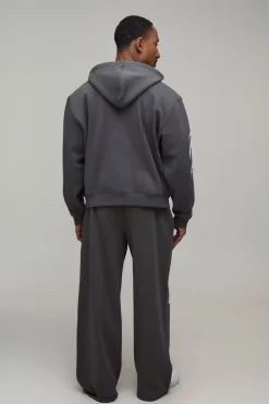 Sweat À Casynthétiqueche Oversize Boxy Anthracite Imprimé Moto Tokyo Avec Fermeture Éclair