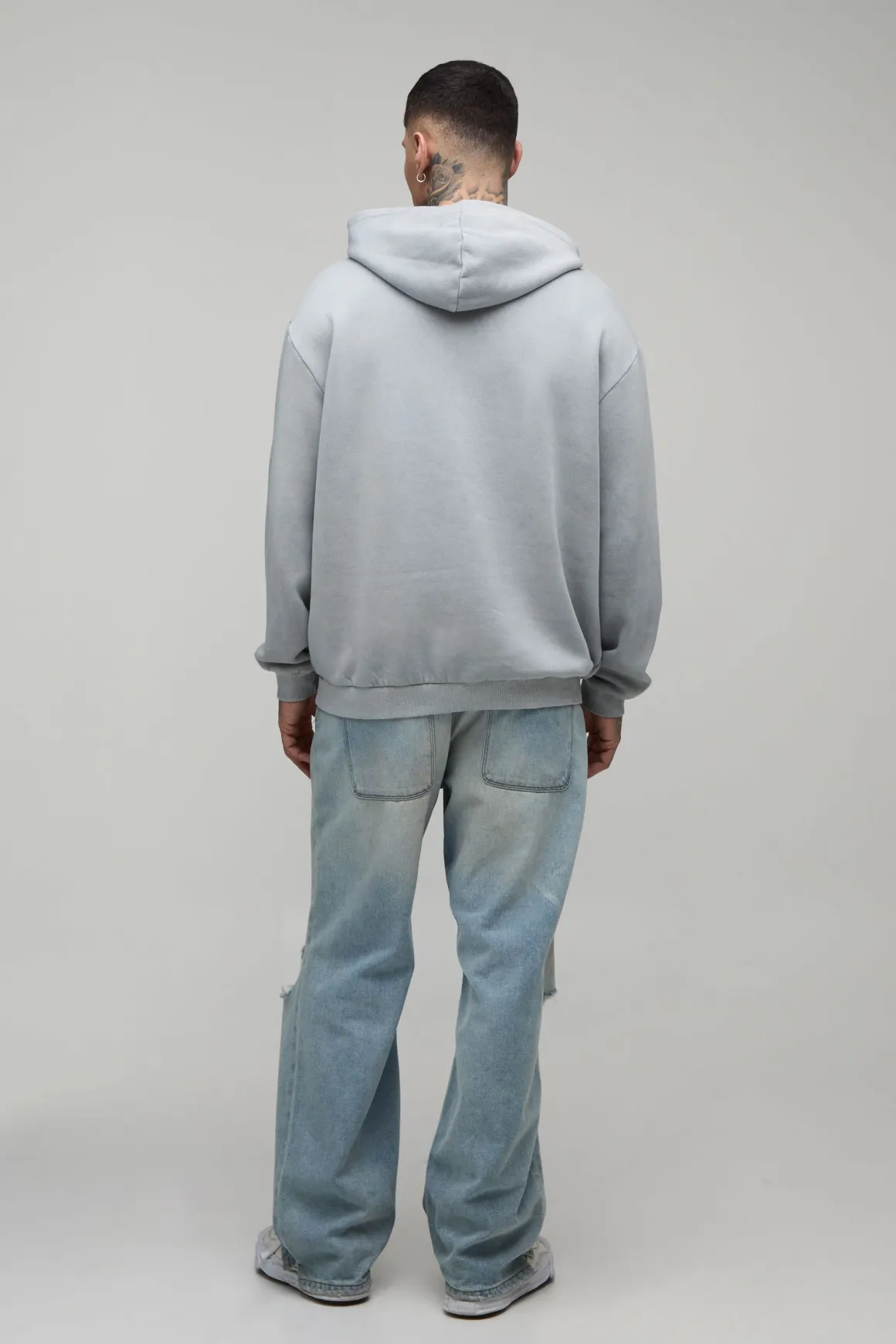 Sweat À Casynthétiqueche Oversize Délavé Avec Imprimé Tête De Mort Euphoric Pour Grande Taille