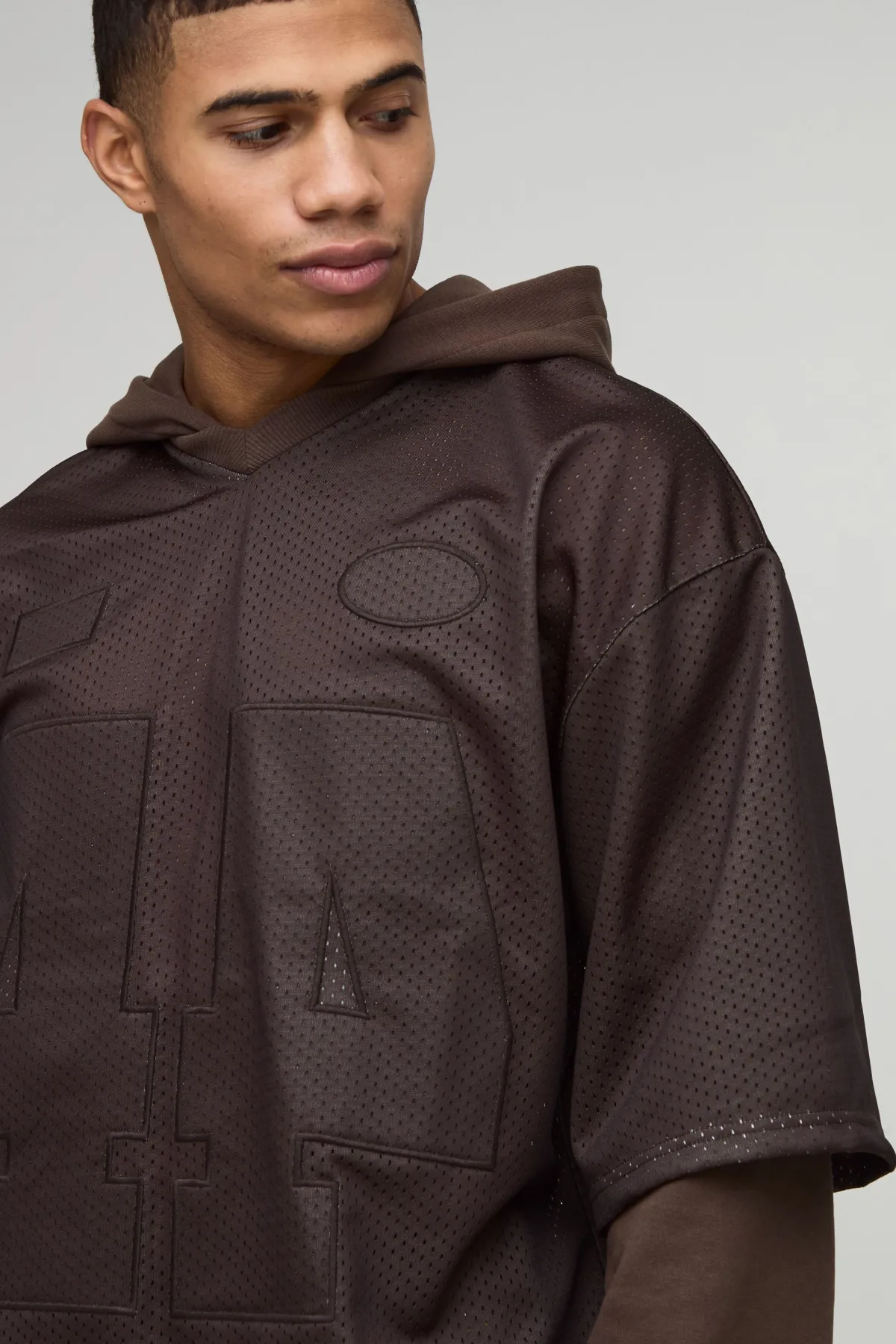 boohooMAN Sweat à Casynthétiqueche Oversize Style Varsity avec Appliqué et Fausse Superposition Mesh Hockey<Homme Sweats À Capuche Et Sweatshirts|Sweats À Capuche Et Sweats