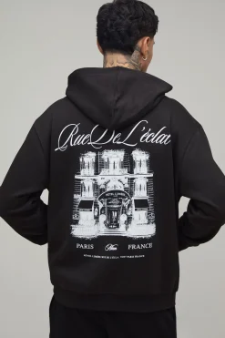 Sweat À Casynthétiqueche Oversize Noir Tall Avec Imprimé Graphique Paris