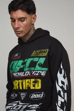 boohooMAN Sweat À Casynthétiqueche Oversize Imprimé Moto Pour Homme Grand<Homme Tout Afficher|Sweats À Capuche Tall
