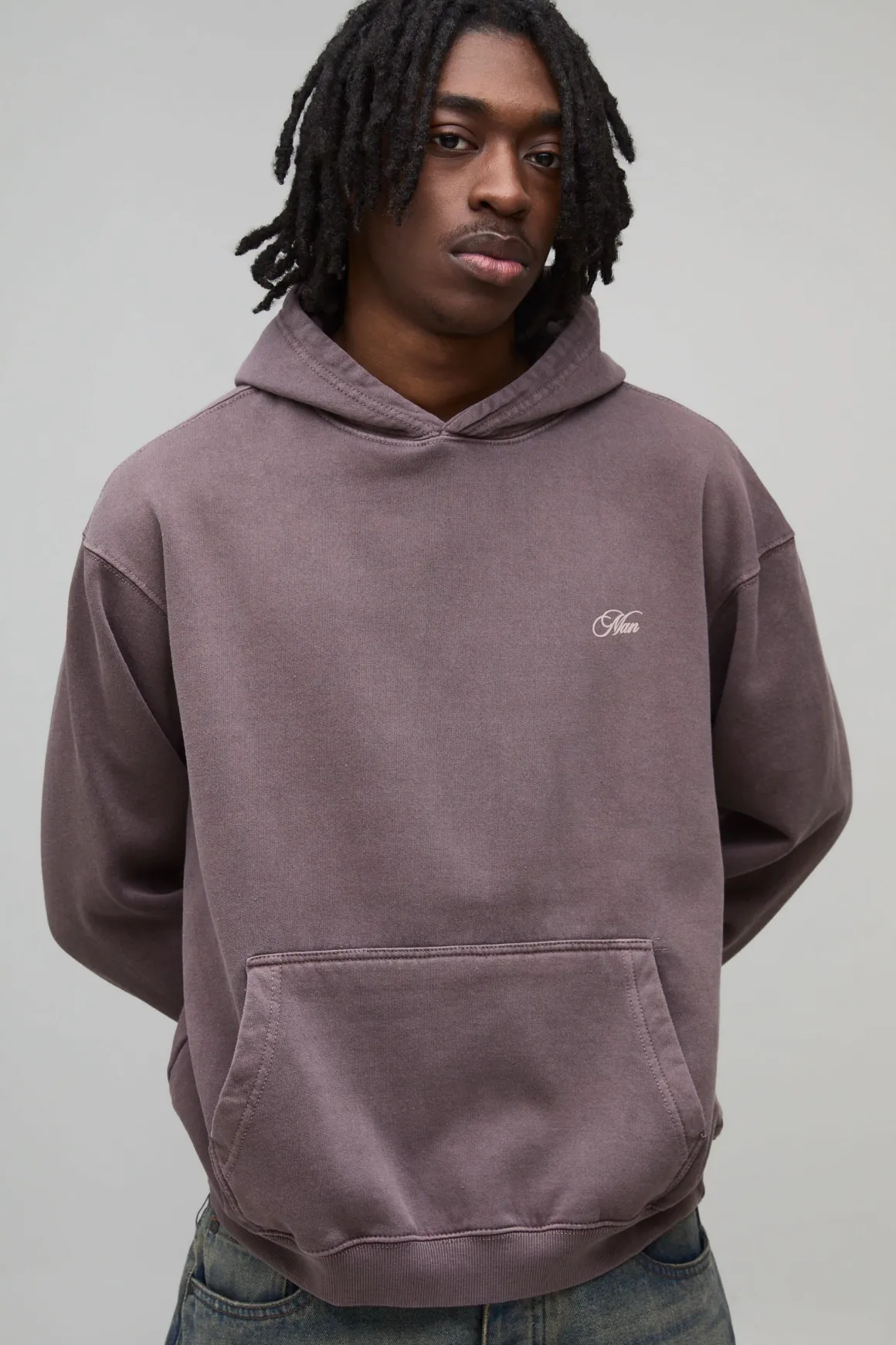 Sweat à Casynthétiqueche Oversize Délavé Chocolat avec Impression Bouffante Beverly Hills