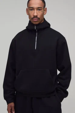 Sweat À Casynthétiqueche Oversize Coupe Boxy Avec Zip 1/4 Et Motif Masque De Nuit En Peluche
