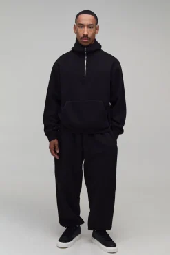 Sweat À Casynthétiqueche Oversize Coupe Boxy Avec Zip 1/4 Et Motif Masque De Nuit En Peluche