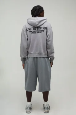 Sweat À Casynthétiqueche Oversize Boxy Édition Limitée Effet Lavé Avec Texte En Relief Et Fermeture Zippée