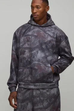 Sweat à Casynthétiqueche Oversize Boxy Camouflage Délavé