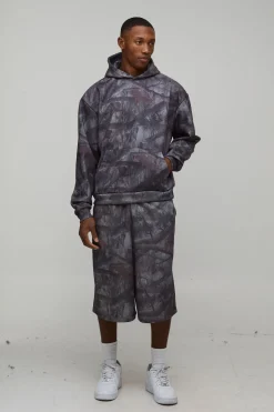 Sweat à Casynthétiqueche Oversize Boxy Camouflage Délavé