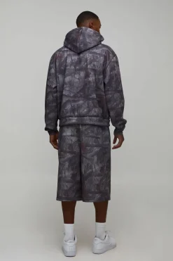 Sweat à Casynthétiqueche Oversize Boxy Camouflage Délavé