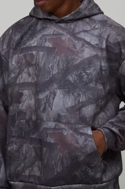 Sweat à Casynthétiqueche Oversize Boxy Camouflage Délavé