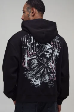 boohooMAN Sweat À Casynthétiqueche Oversize Ample À Imprimé Gothique Worldwide<Homme Sweats À Capuche Et Sweatshirts|Sweats À Capuche Et Sweats
