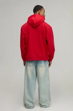 Sweat À Casynthétiqueche Oversize Rouge Avec Imprimé Slogan Varsity