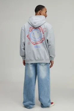 boohooMAN Sweat À Casynthétiqueche Oversize Imprimé Smiley Nirvana Sous Licence Officielle<Homme Sweats À Capuche Et Sweatshirts|Sweats À Capuche Et Sweats