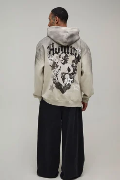Sweat À Casynthétiqueche Oversize Gris Cendré Avec Imprimé Slogan