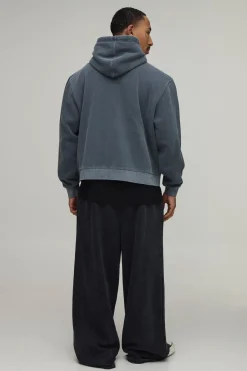 Sweat À Casynthétiqueche Oversize Gris Chiné Imprimé Écusson Moto