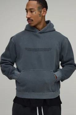 Sweat À Casynthétiqueche Oversize Gris Chiné Imprimé Écusson Moto
