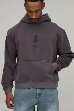 Sweat À Casynthétiqueche Oversize Boxy Délavé Croisé