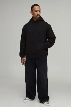 Sweat À Casynthétiqueche Oversize Noir Avec Imprimé Graphique Paris