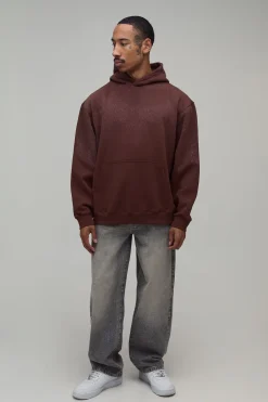 boohooMAN Sweat À Casynthétiqueche Oversize Imprimé Renaissance Avec Finition Spray Wash<Homme Sweats À Capuche Et Sweatshirts|Sweats À Capuche Et Sweats