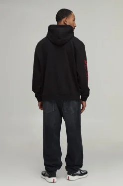 boohooMAN Sweat À Casynthétiqueche Oversize Imprimé Gothique<Homme Sweats À Capuche Et Sweatshirts|Sweats À Capuche Et Sweats