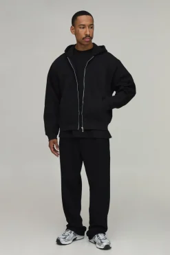 Sweat à Casynthétiqueche Oversize Boxy Basique avec Zip