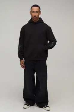 boohooMAN Sweat À Casynthétiqueche Oversize À Imprimé Renaissance Tonal<Homme Sweats À Capuche Et Sweatshirts|Sweats À Capuche Et Sweats