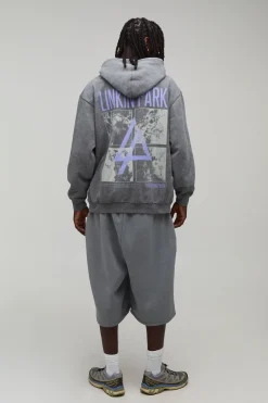 boohooMAN Sweat À Casynthétiqueche Oversize Linkin Park Imprimé Licence Délavage Acide<Homme Sweats À Capuche Et Sweatshirts|Sweats À Capuche Et Sweats