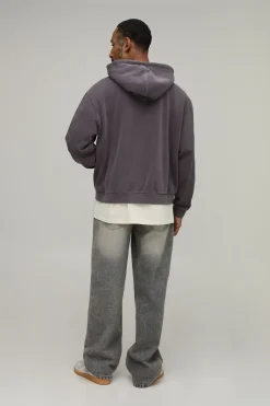 Sweat À Casynthétiqueche Oversize Boxy Moto Délavé Zippé