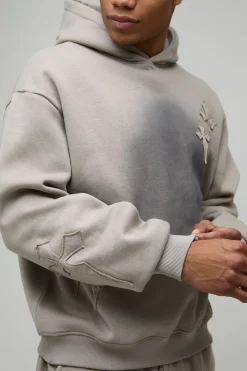 Sweat à Casynthétiqueche Oversize Boxy avec Effet Spray et Applique Croix