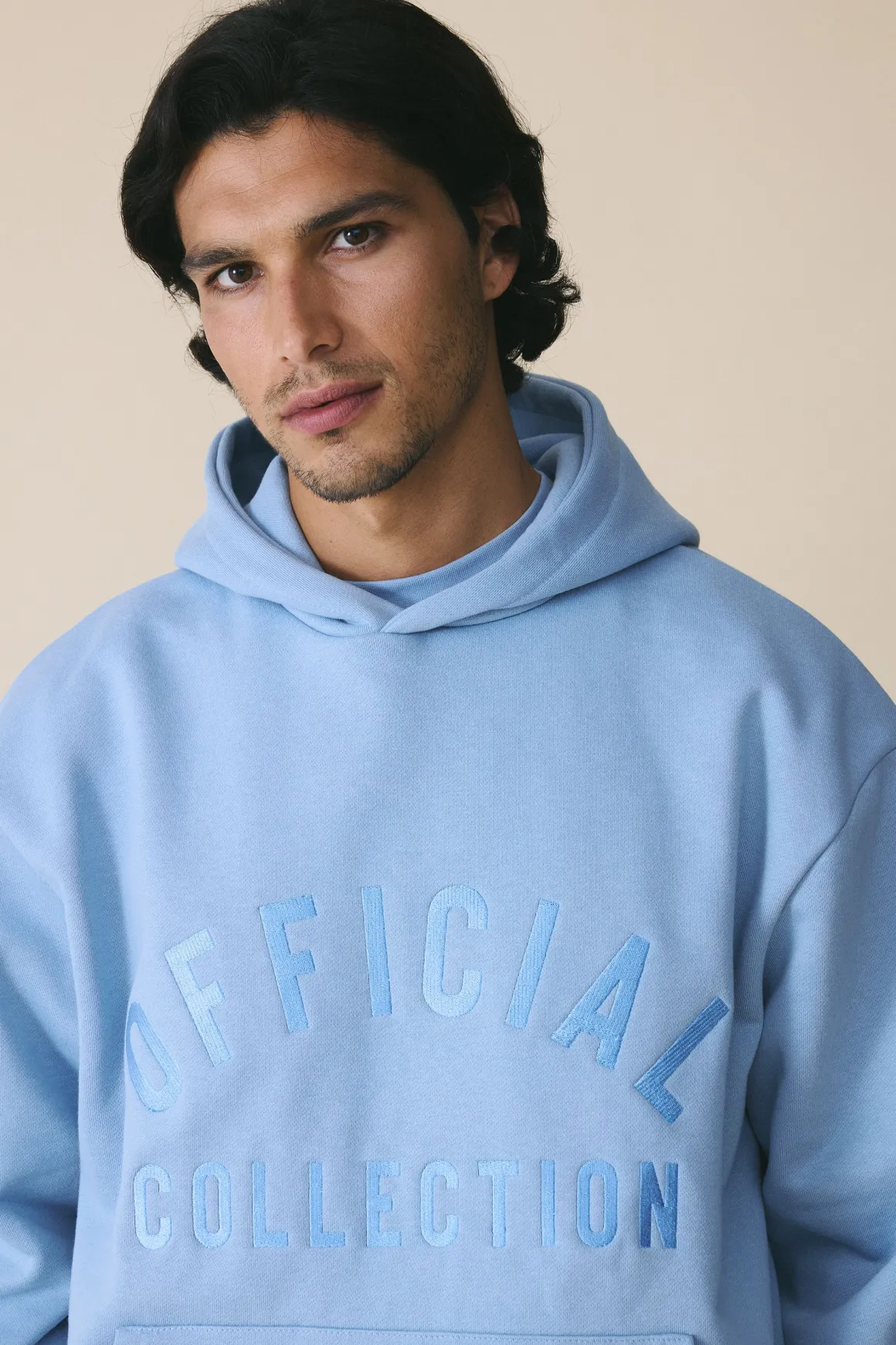 Sweat À Casynthétiqueche Oversize Brodé Lourd 500 G/m²