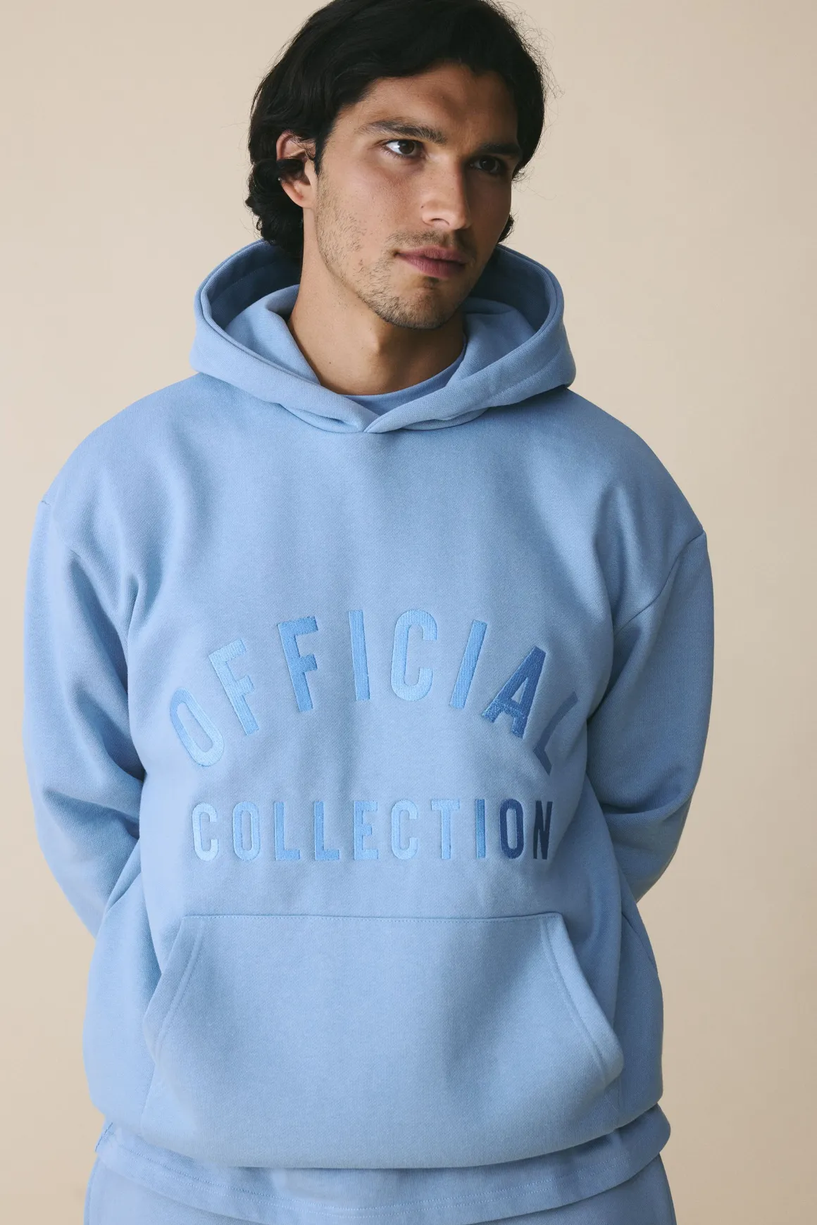 Sweat À Casynthétiqueche Oversize Brodé Lourd 500 G/m²